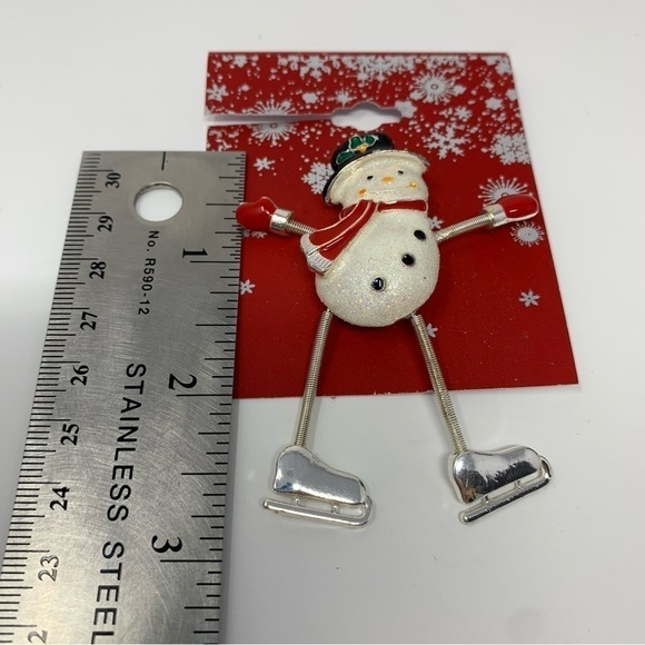 Kohls Springy Snowman on Ice Skates Brooch - Picture 4 of 4